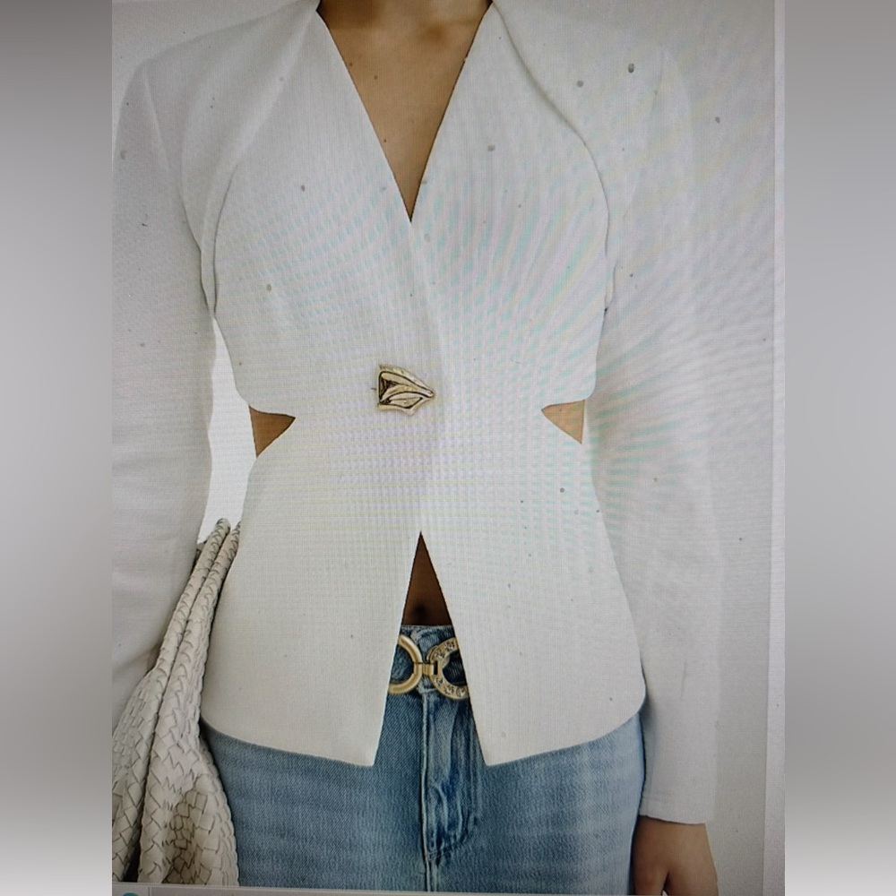 NWT River Island White Blazer with Gold Accent